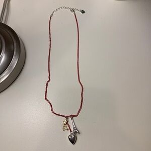 Paris necklace Eiffel Tower Red Bead Luke New, never worn!